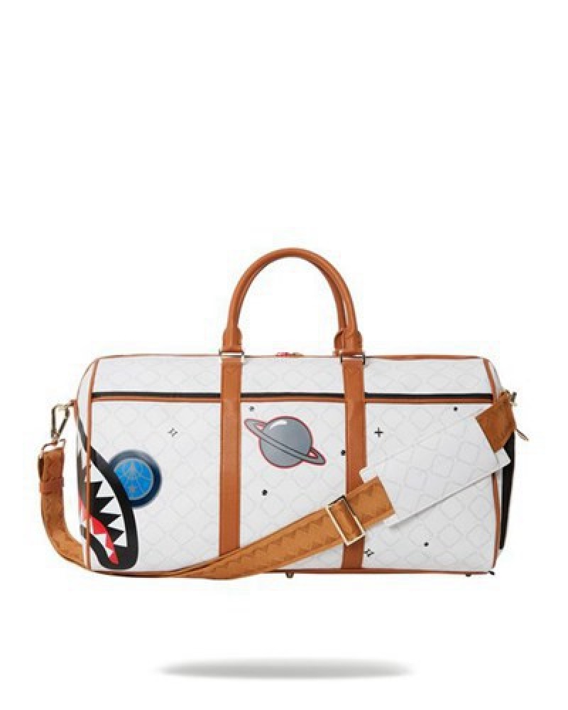 White Sprayground Ufo Extra Extra Terrestrial Duffle Bags | 39864-HOJC