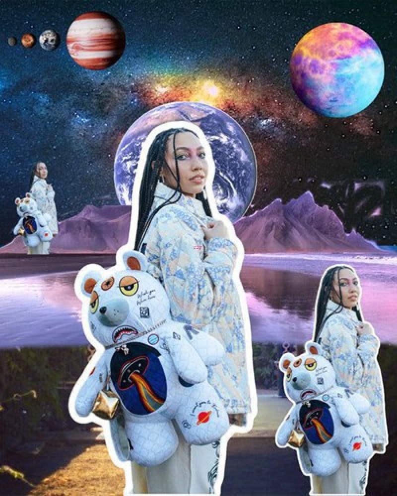 White Sprayground Ufo Spaced Out Moneybear Teddybear Backpacks | 23419-XBTW