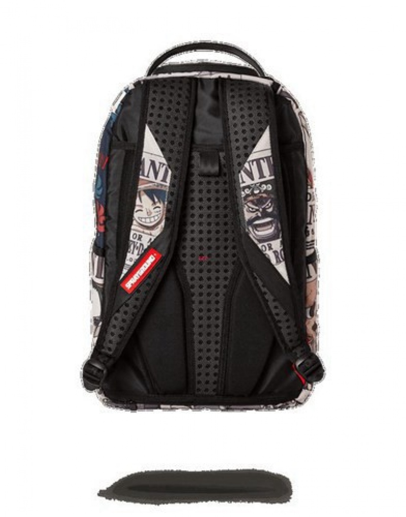 White Sprayground Wanted Backpacks | 53197-YLOB