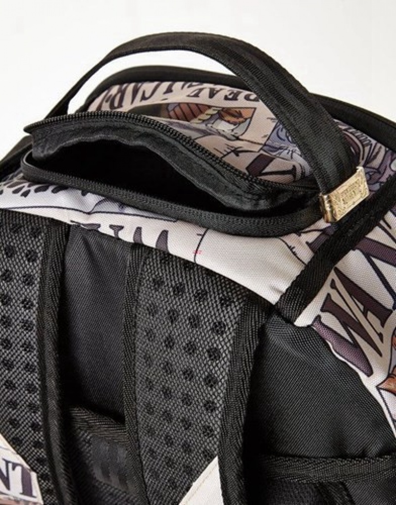 White Sprayground Wanted Backpacks | 53197-YLOB