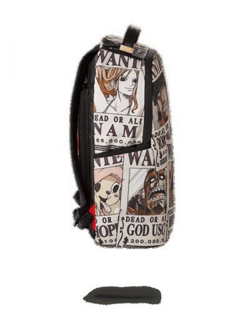 White Sprayground Wanted Backpacks | 53197-YLOB