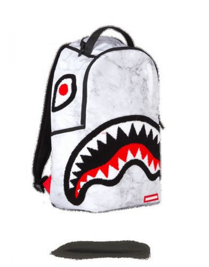 White Sprayground White Marble Backpacks | 73804-SHVN