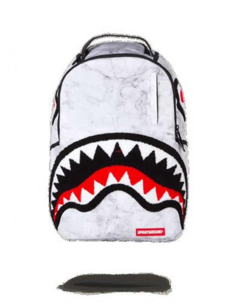 White Sprayground White Marble Backpacks | 73804-SHVN