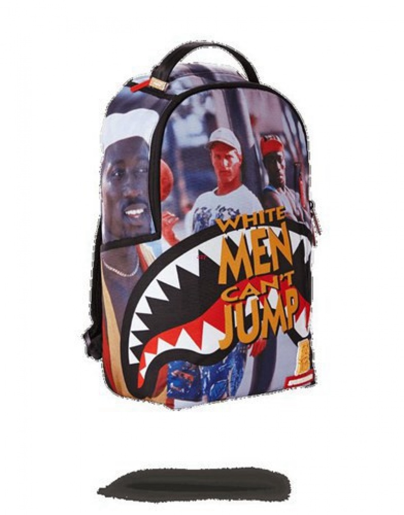 White Sprayground White Men Can't Jump Backpacks | 05816-IRHQ