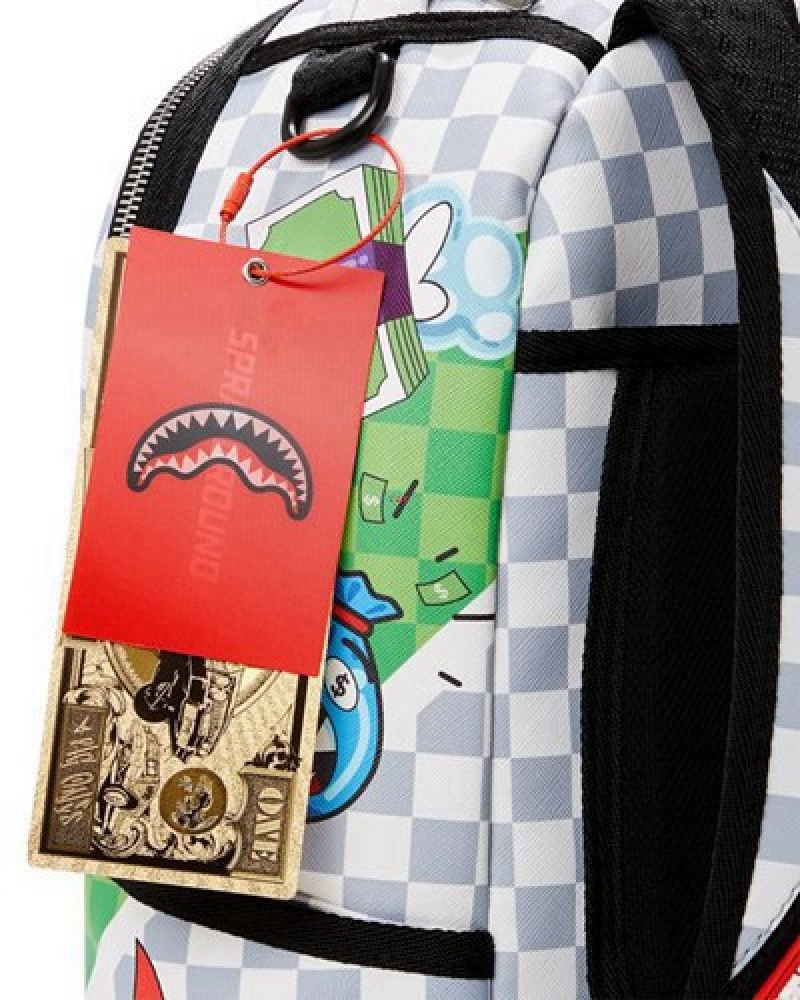 White Sprayground Wtf Knockout (Dlxv) Backpacks | 74320-DRKM