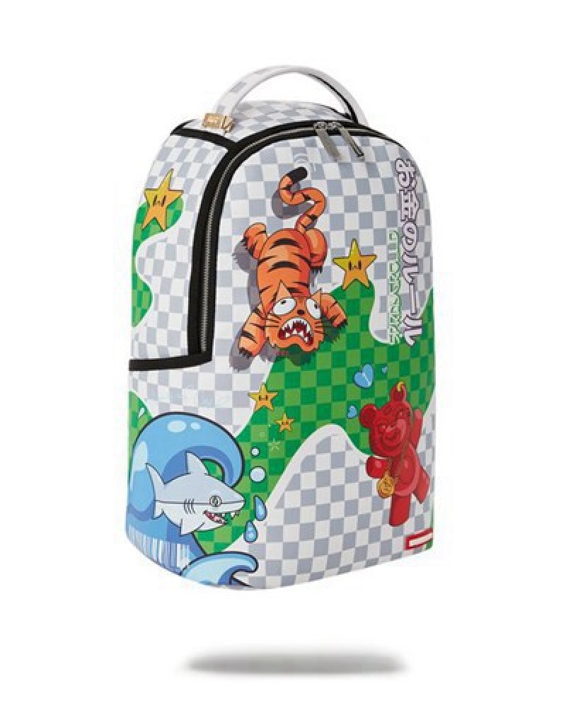 White Sprayground Wtf Knockout (Dlxv) Backpacks | 74320-DRKM