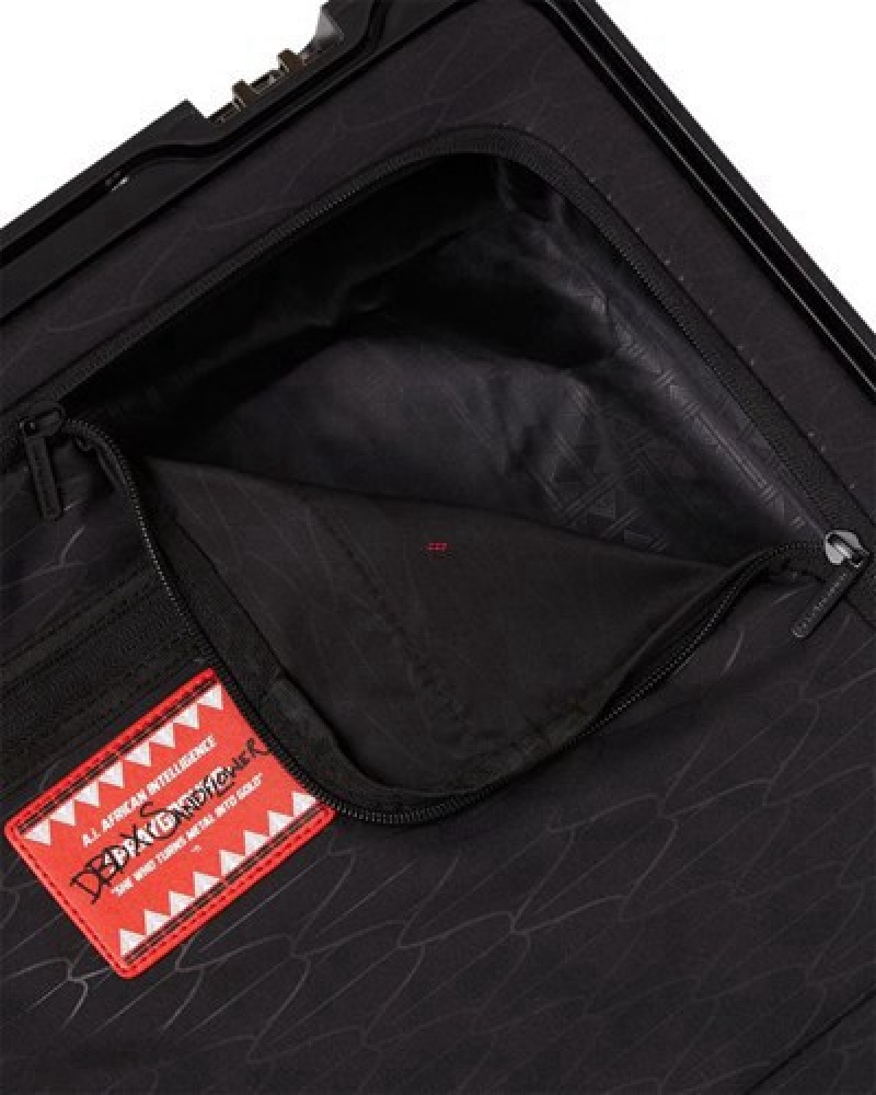 White / Black Sprayground A.I.8 African Intelligence - Origin Story Sharknautics Hardshell Carry-on Luggage | 06385-DKBC