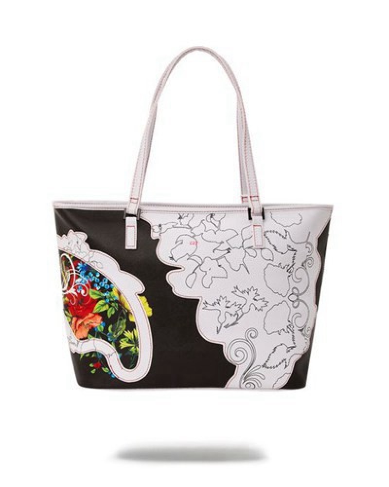 White / Black Sprayground The Floral Cut Handbag | 54912-PBRA