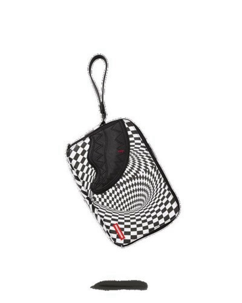 White / Black Sprayground Trippy Check Aka Money Bags | 40287-XAKJ