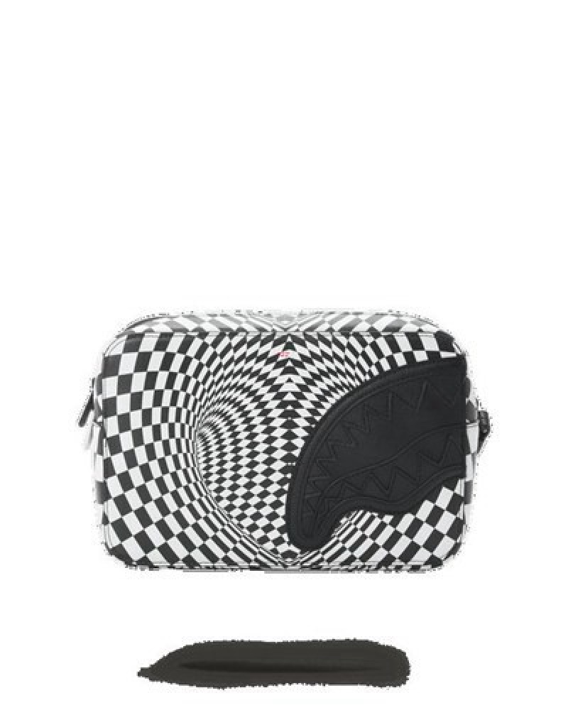 White / Black Sprayground Trippy Check Aka Money Bags | 40287-XAKJ