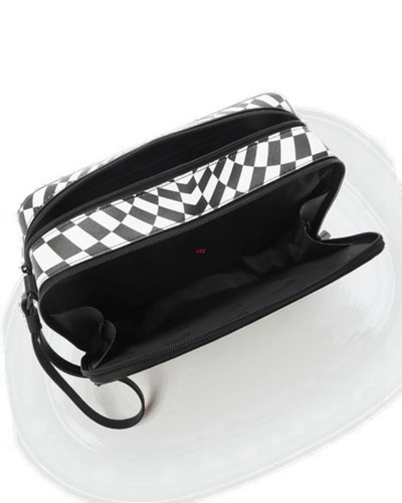 White / Black Sprayground Trippy Check Aka Money Bags | 40287-XAKJ