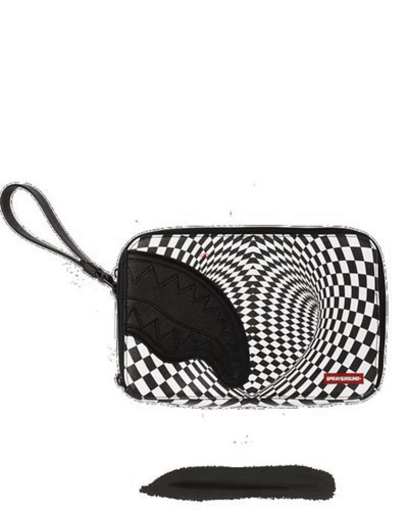 White / Black Sprayground Trippy Check Aka Money Bags | 40287-XAKJ