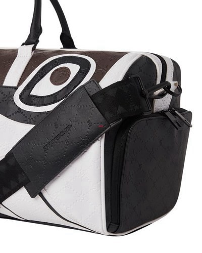 White / Black Sprayground V.V.I.P. Duffle Bags | 50197-EUOG