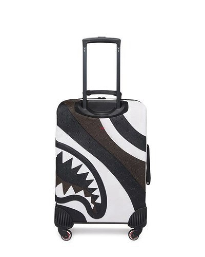 White / Black Sprayground V.V.I.P. Jetsetter Carry-on Luggage | 24581-XBFH