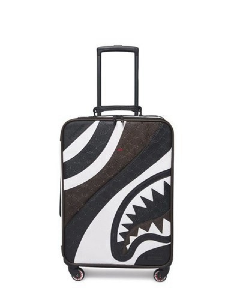 White / Black Sprayground V.V.I.P. Jetsetter Carry-on Luggage | 24581-XBFH