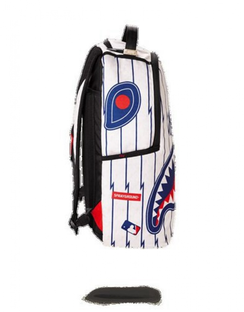 White / Blue Sprayground Mlb Ny Yankees Bolt Backpacks | 46791-BMKV