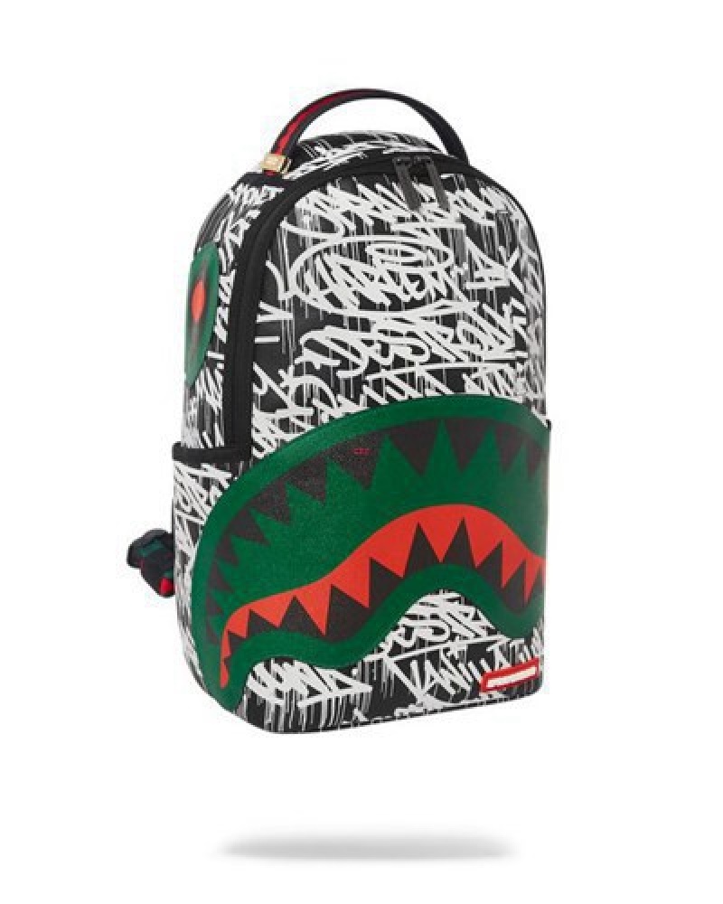 White / Green Sprayground Night Night (Dlxv) Backpacks | 09827-UGLO