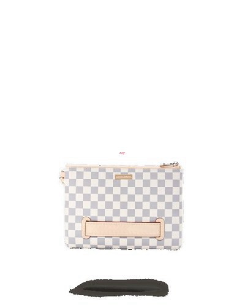 White / Grey Sprayground Rose All Day La Palais Crossover Clutch Bag | 84296-SQIA