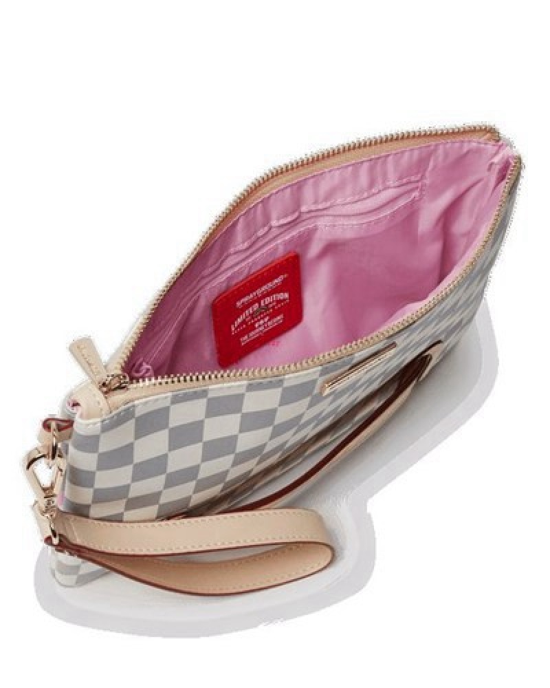 White / Grey Sprayground Rose All Day La Palais Crossover Clutch Bag | 84296-SQIA