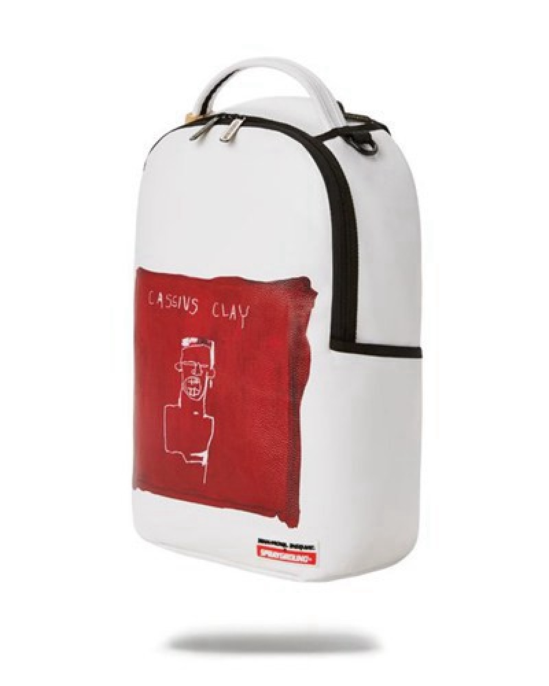 White / Red Sprayground Official Basquiat The Legend 1982 (Dlxv) Backpacks | 24193-IFUJ