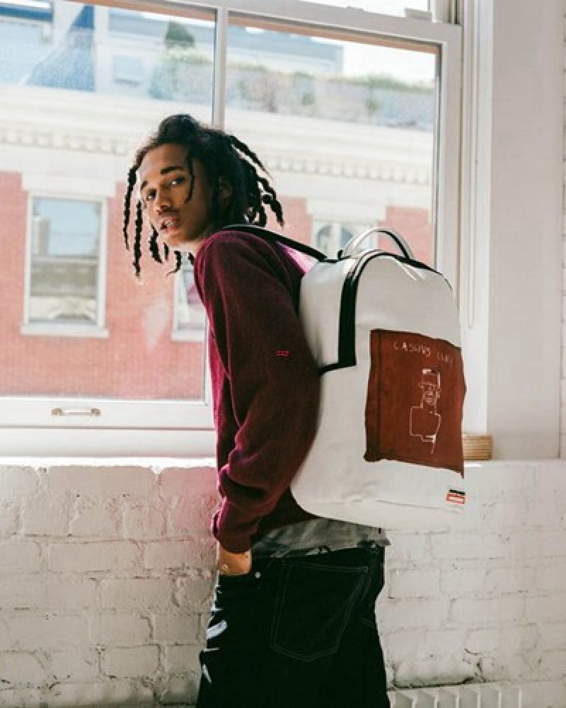 White / Red Sprayground Official Basquiat The Legend 1982 (Dlxv) Backpacks | 24193-IFUJ