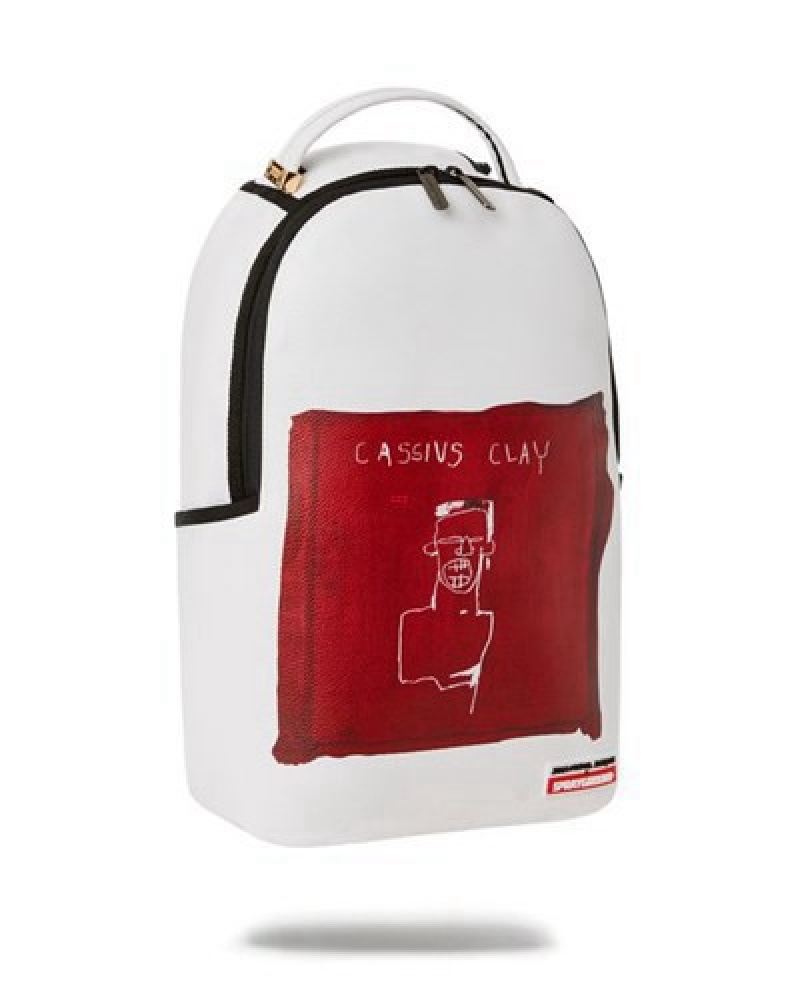 White / Red Sprayground Official Basquiat The Legend 1982 (Dlxv) Backpacks | 24193-IFUJ