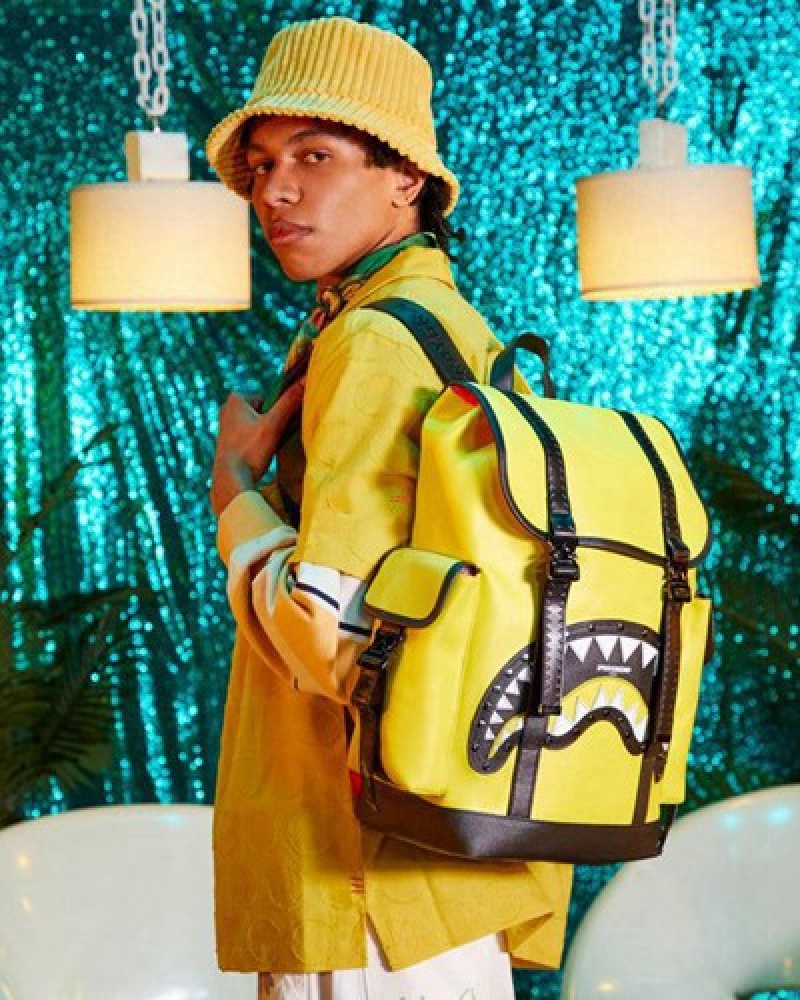 Yellow Sprayground Adrenaline Rush Monte Carlo Backpacks | 07543-MESU