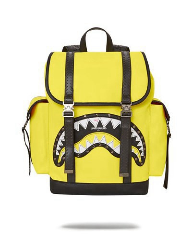 Yellow Sprayground Adrenaline Rush Monte Carlo Backpacks | 07543-MESU