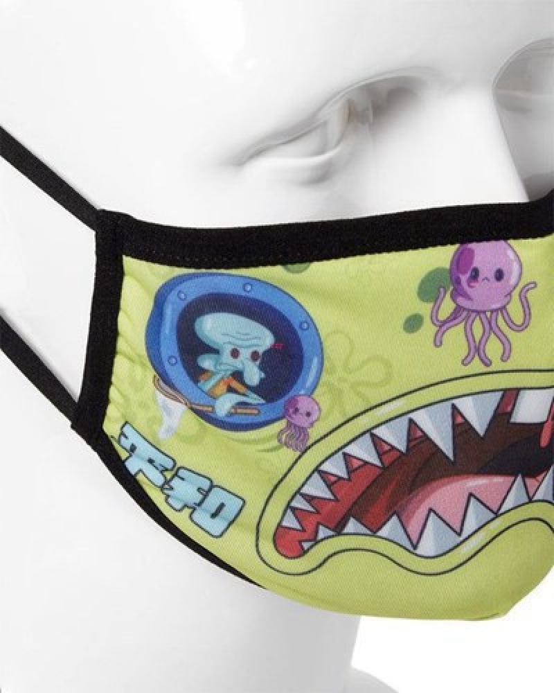 Yellow Sprayground Adult Spongebob Japan Shark Form Fitting-covering Face Masks | 30297-QFDS