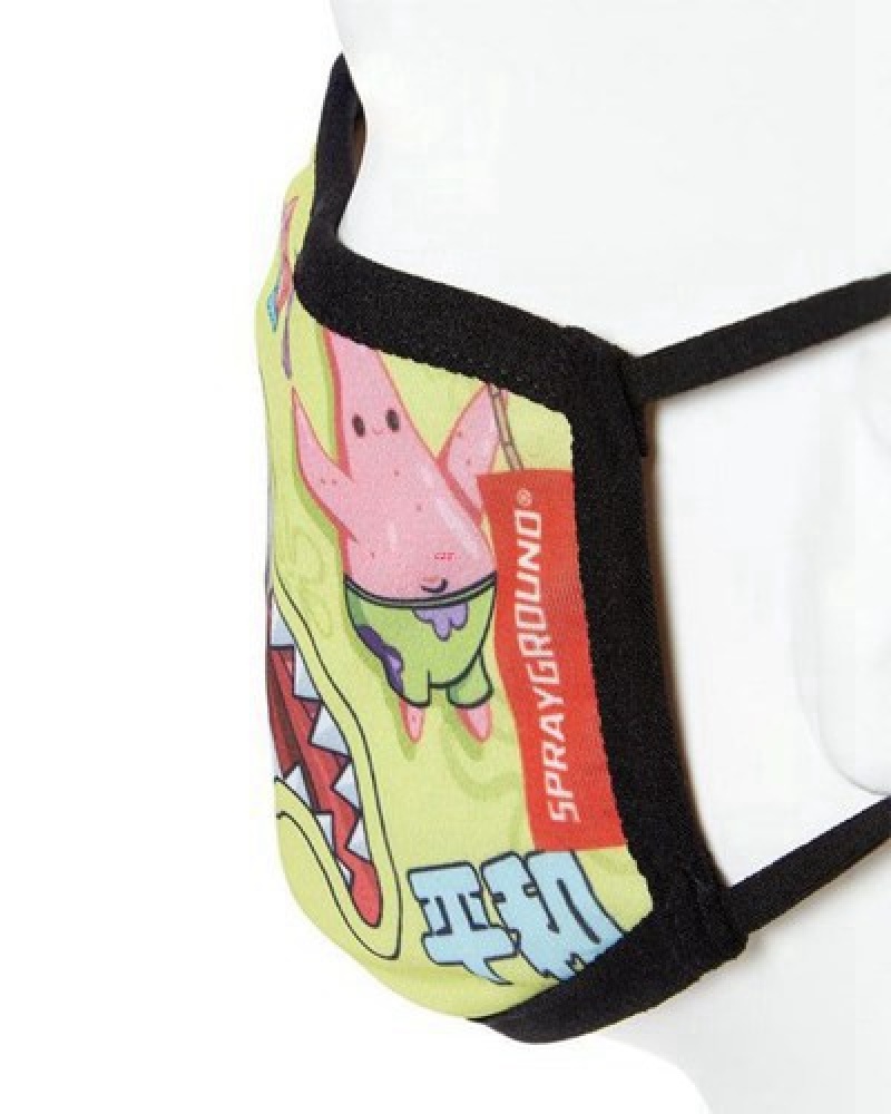 Yellow Sprayground Adult Spongebob Japan Shark Form Fitting-covering Face Masks | 30297-QFDS