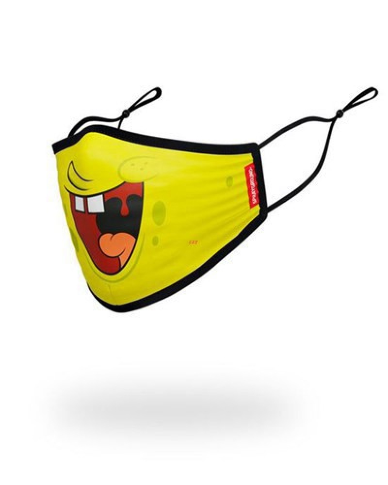 Yellow Sprayground Adult Spongebob Smile Form Fitting-covering Face Masks | 97436-LZCQ