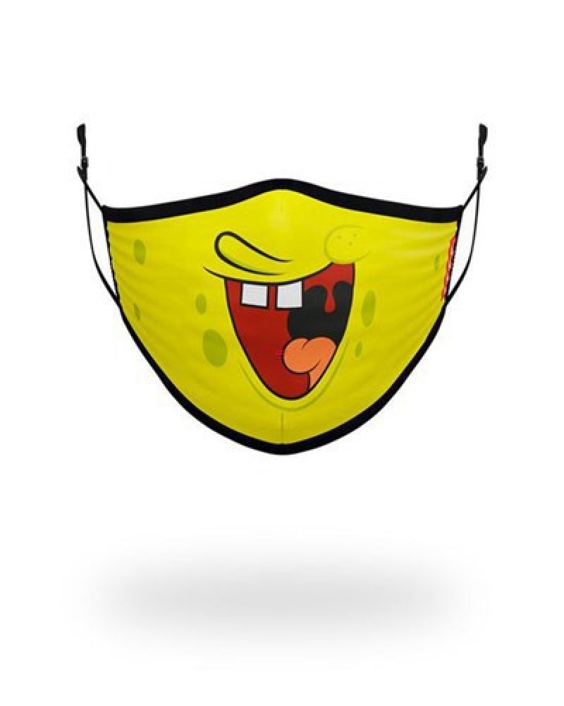 Yellow Sprayground Adult Spongebob Smile Form Fitting-covering Face Masks | 97436-LZCQ