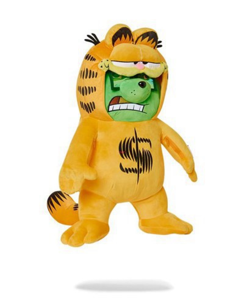 Yellow Sprayground Garfield Moneybear Suit Teddybear Backpacks | 89134-DACO