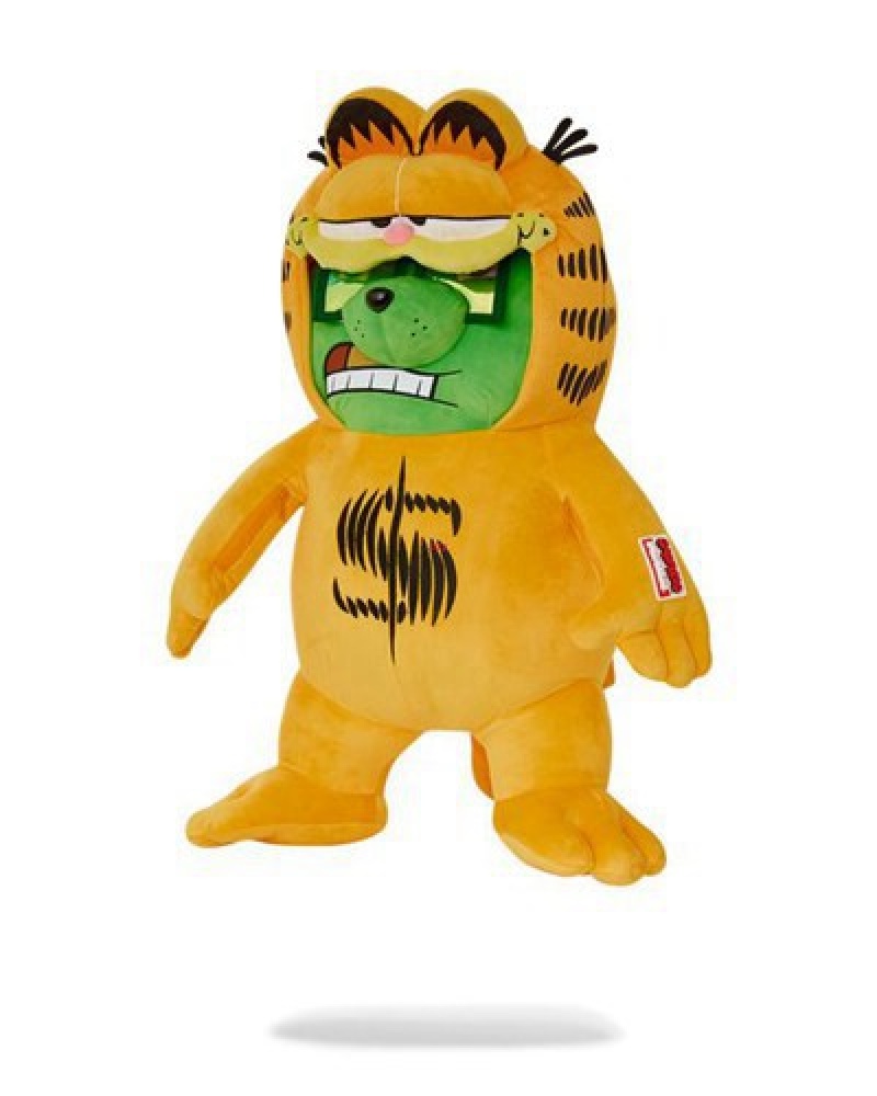 Yellow Sprayground Garfield Moneybear Suit Teddybear Backpacks | 89134-DACO