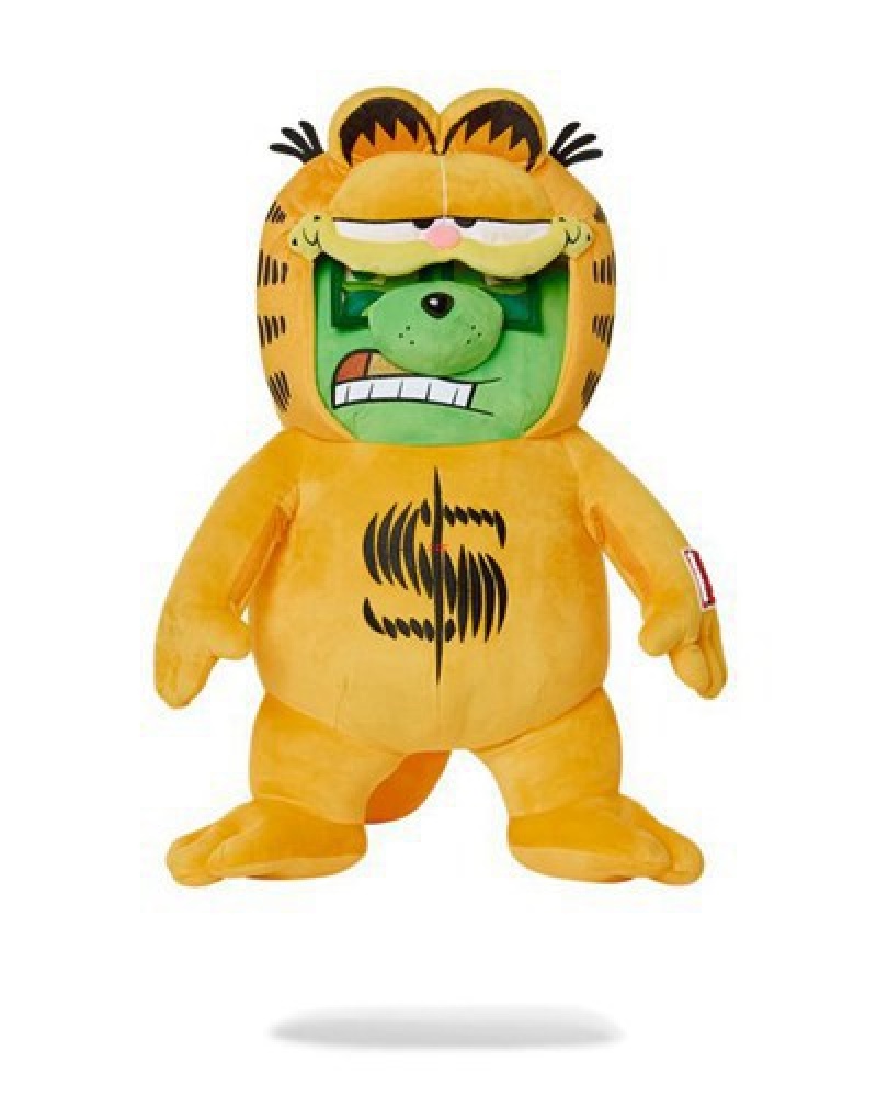 Yellow Sprayground Garfield Moneybear Suit Teddybear Backpacks | 89134-DACO