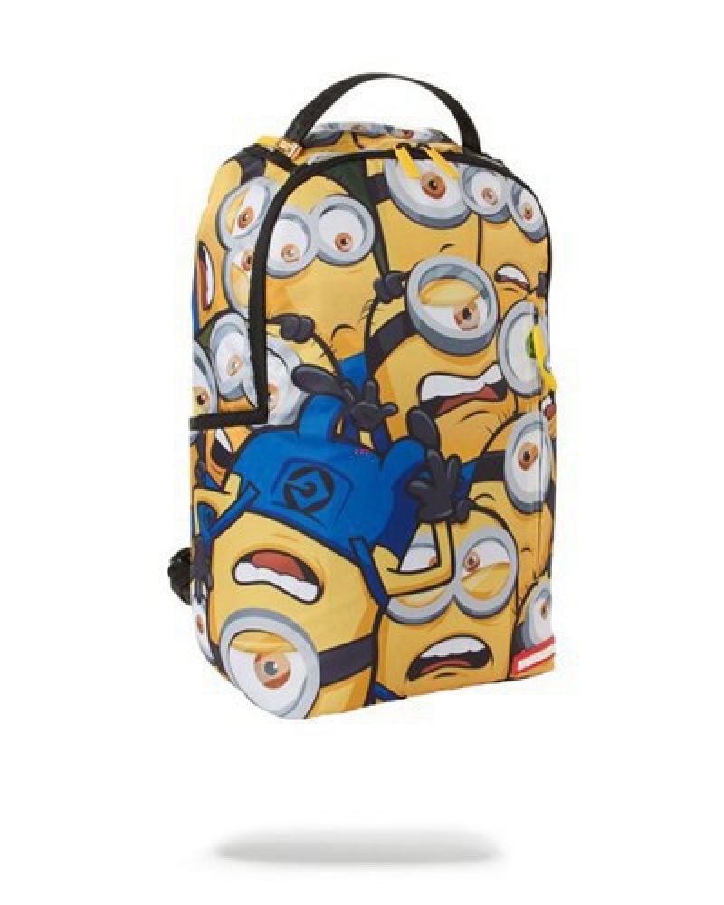 Yellow Sprayground Minions Crammed Backpacks | 28956-WGIH