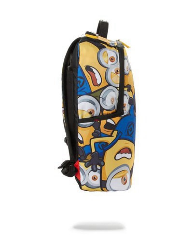 Yellow Sprayground Minions Crammed Backpacks | 28956-WGIH