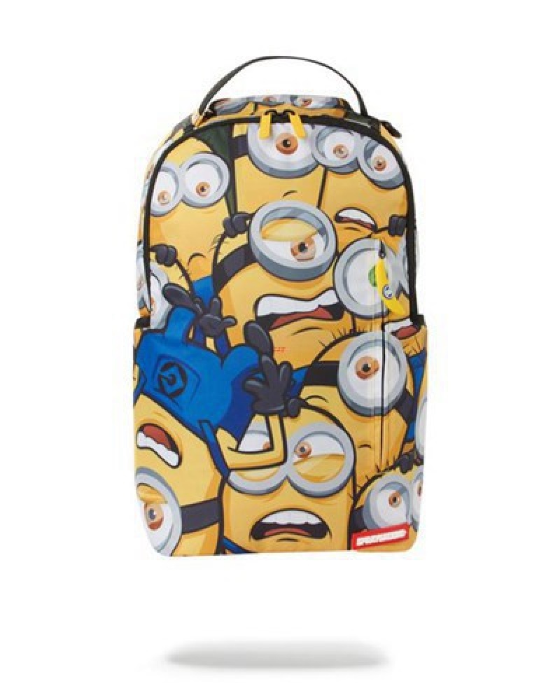 Yellow Sprayground Minions Crammed Backpacks | 28956-WGIH