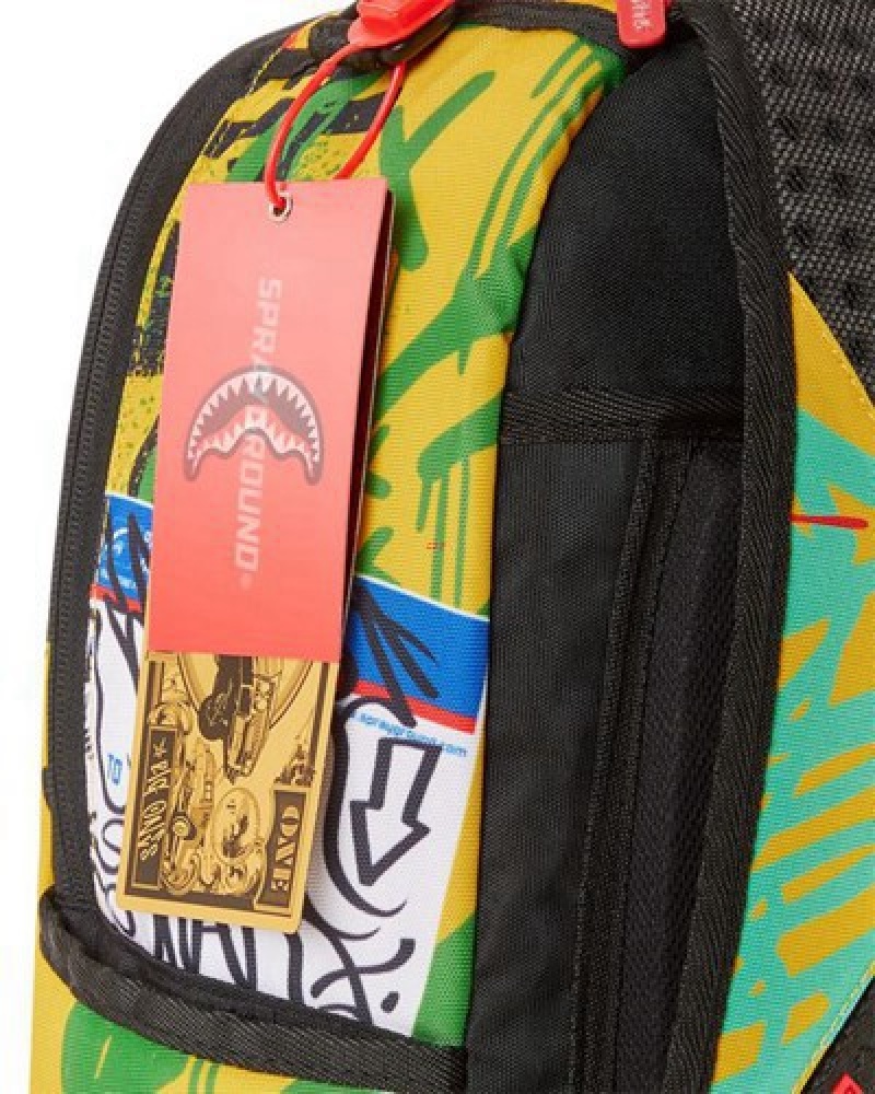 Yellow Sprayground Off The Leash スプレーグラウンド (Dlxr) Backpacks | 29015-YHGR