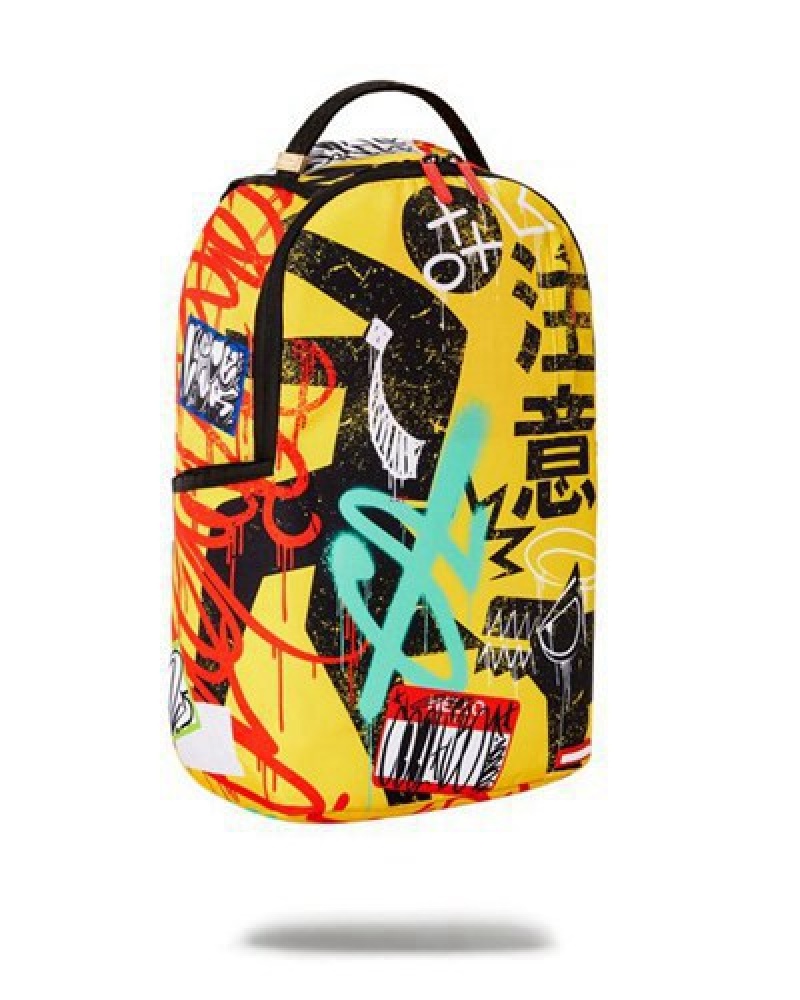 Yellow Sprayground Off The Leash スプレーグラウンド (Dlxr) Backpacks | 29015-YHGR