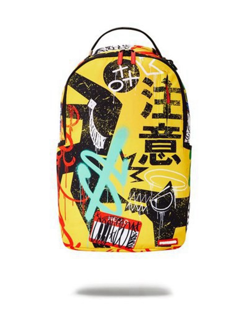 Yellow Sprayground Off The Leash スプレーグラウンド (Dlxr) Backpacks | 29015-YHGR