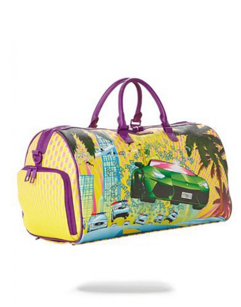 Yellow Sprayground Pop The Trunk Duffle Bags | 39782-FVNE