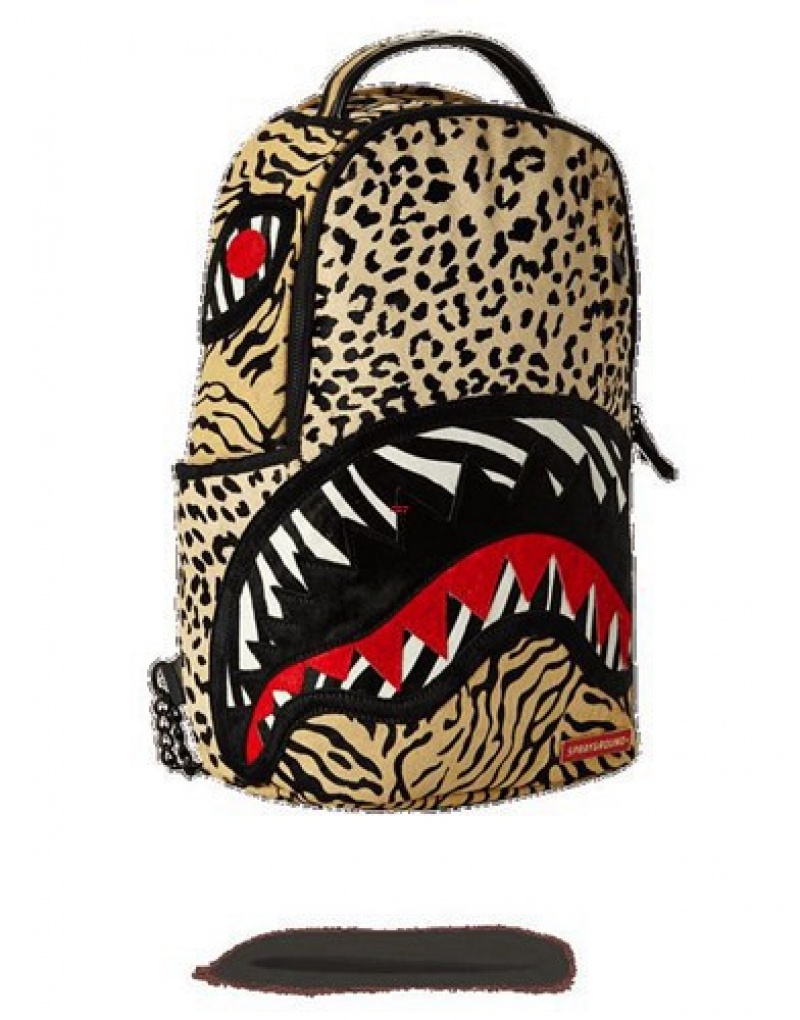 Yellow Sprayground Safari Shark (Pony Hair/Leather) Limited To 50 Pcs Backpacks | 64832-SXEB