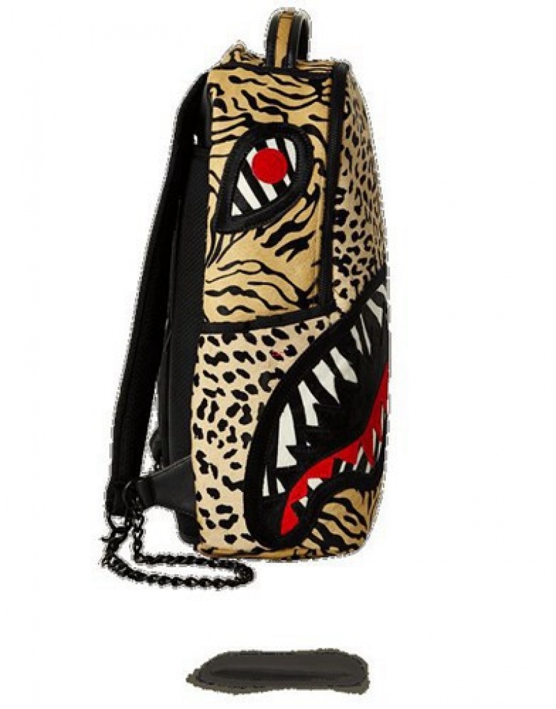 Yellow Sprayground Safari Shark (Pony Hair/Leather) Limited To 50 Pcs Backpacks | 64832-SXEB