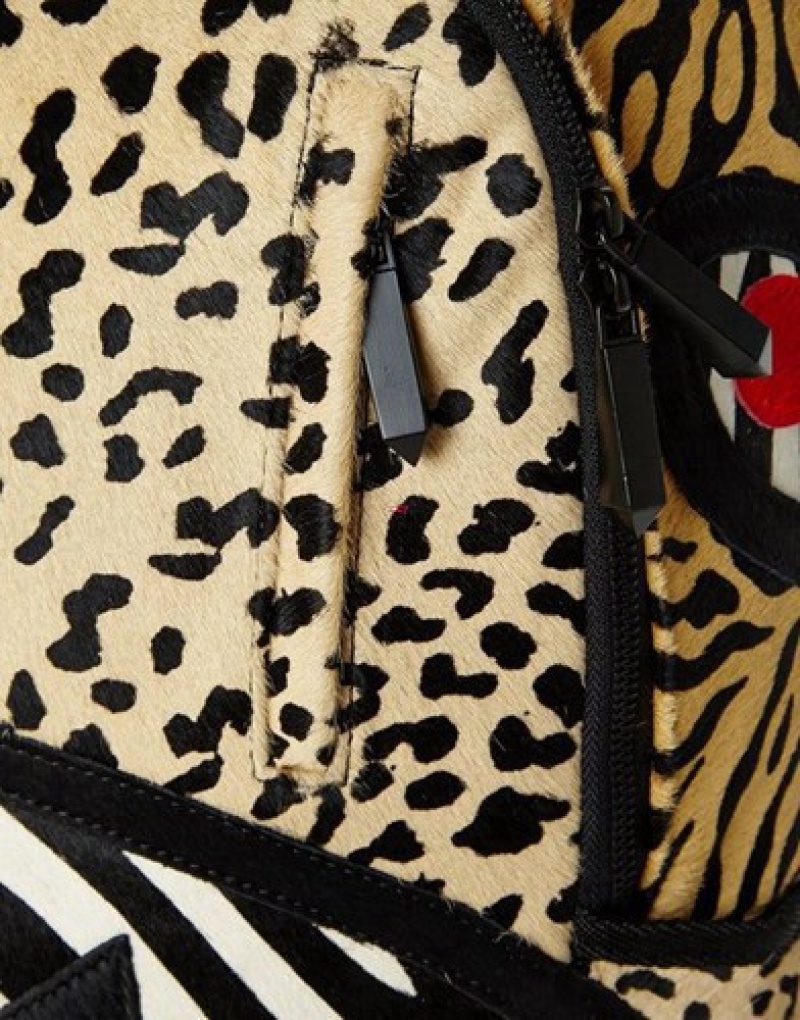 Yellow Sprayground Safari Shark (Pony Hair/Leather) Limited To 50 Pcs Backpacks | 64832-SXEB