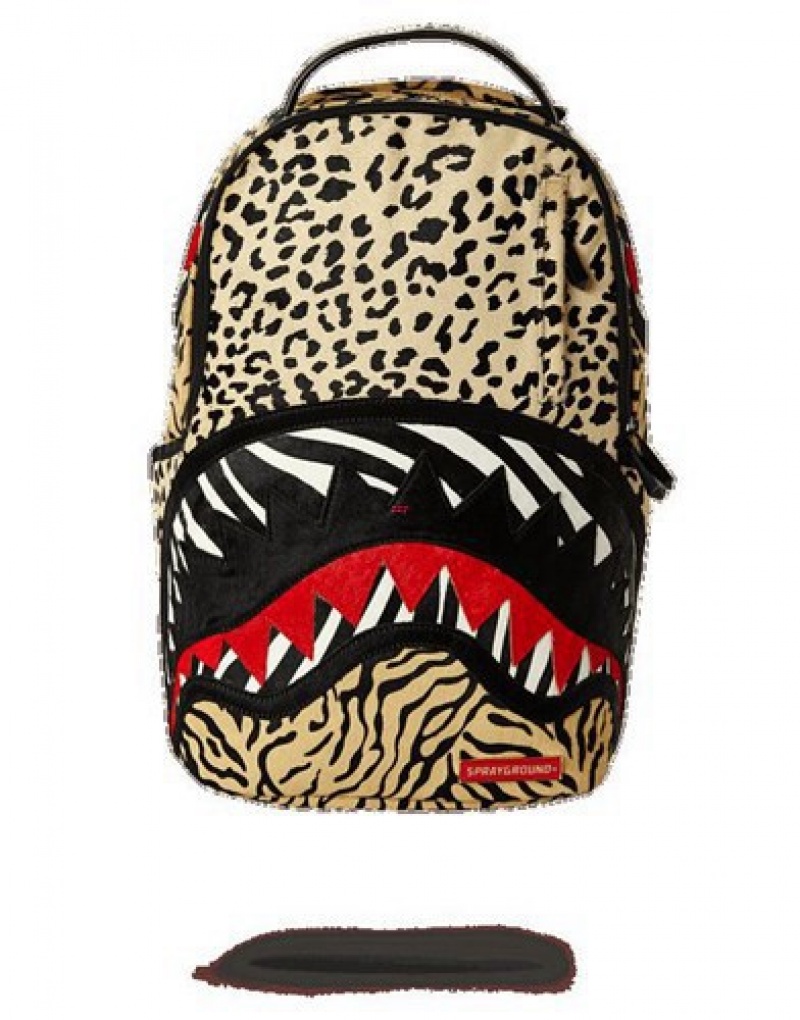 Yellow Sprayground Safari Shark (Pony Hair/Leather) Limited To 50 Pcs Backpacks | 64832-SXEB