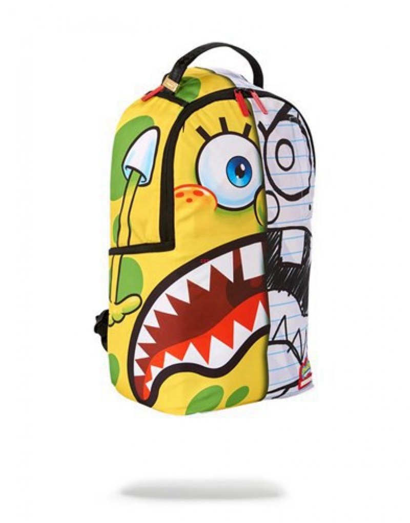 Yellow Sprayground Spongdoodle Bob Backpacks | 48067-NRTX