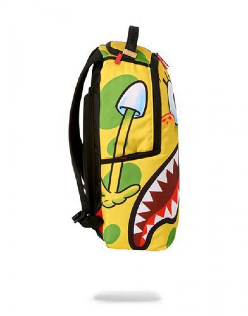 Yellow Sprayground Spongdoodle Bob Backpacks | 48067-NRTX