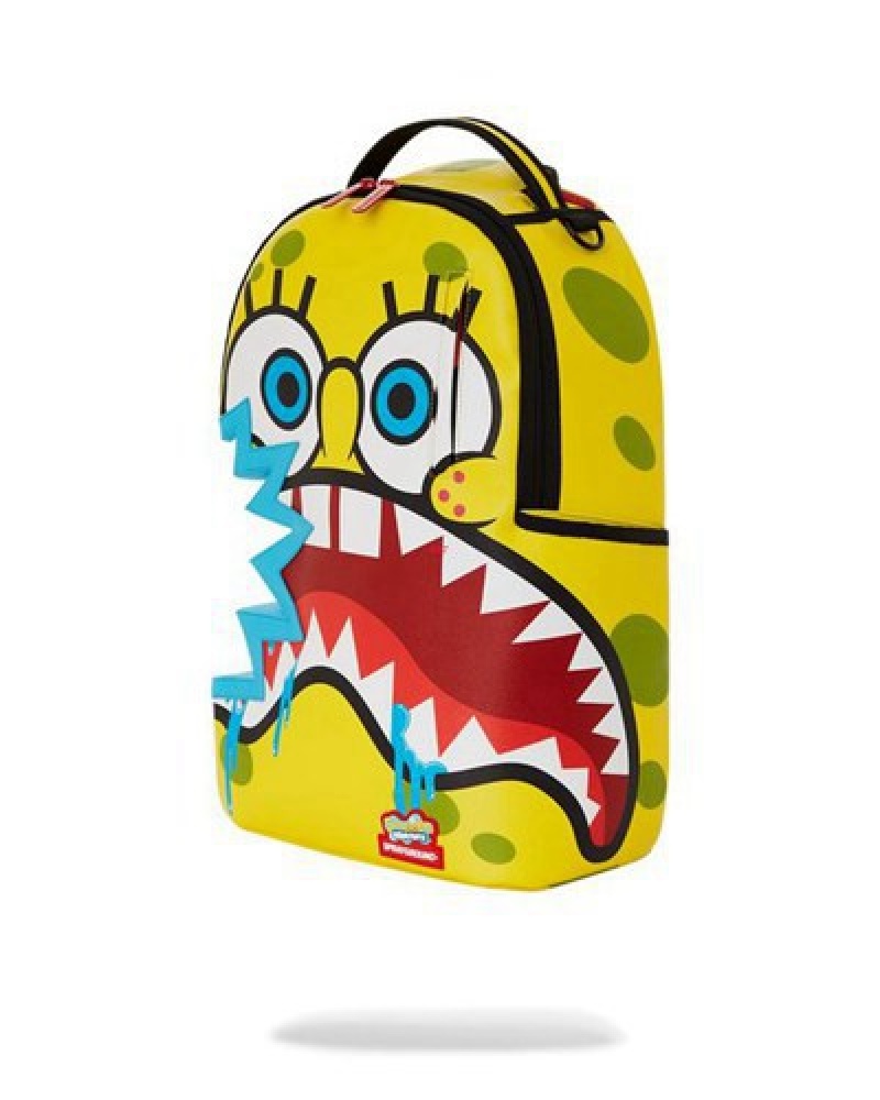 Yellow Sprayground Spongebob Sharkbite (Dlxv) Backpacks | 65341-VMHL