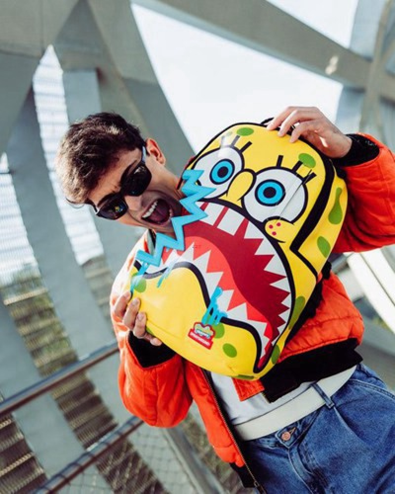 Yellow Sprayground Spongebob Sharkbite (Dlxv) Backpacks | 65341-VMHL